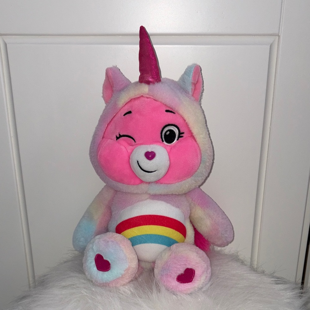 Care Bears Pink Rainbow Unicorn Plush Bear